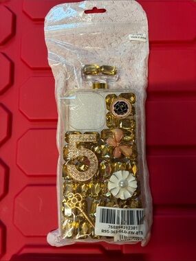 Source Unknown Gold Jeweled '5' Bling Phone Case
